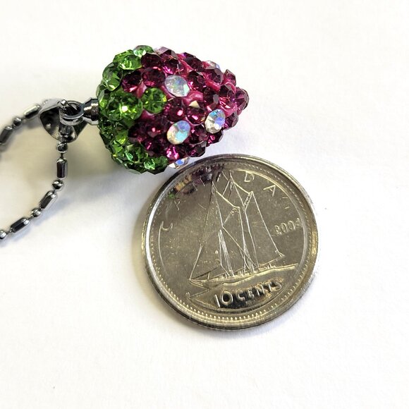 Kids Teens Purple Strawberry Pendant with Swaroski elements ON Silver Chain - Picture 2 of 14